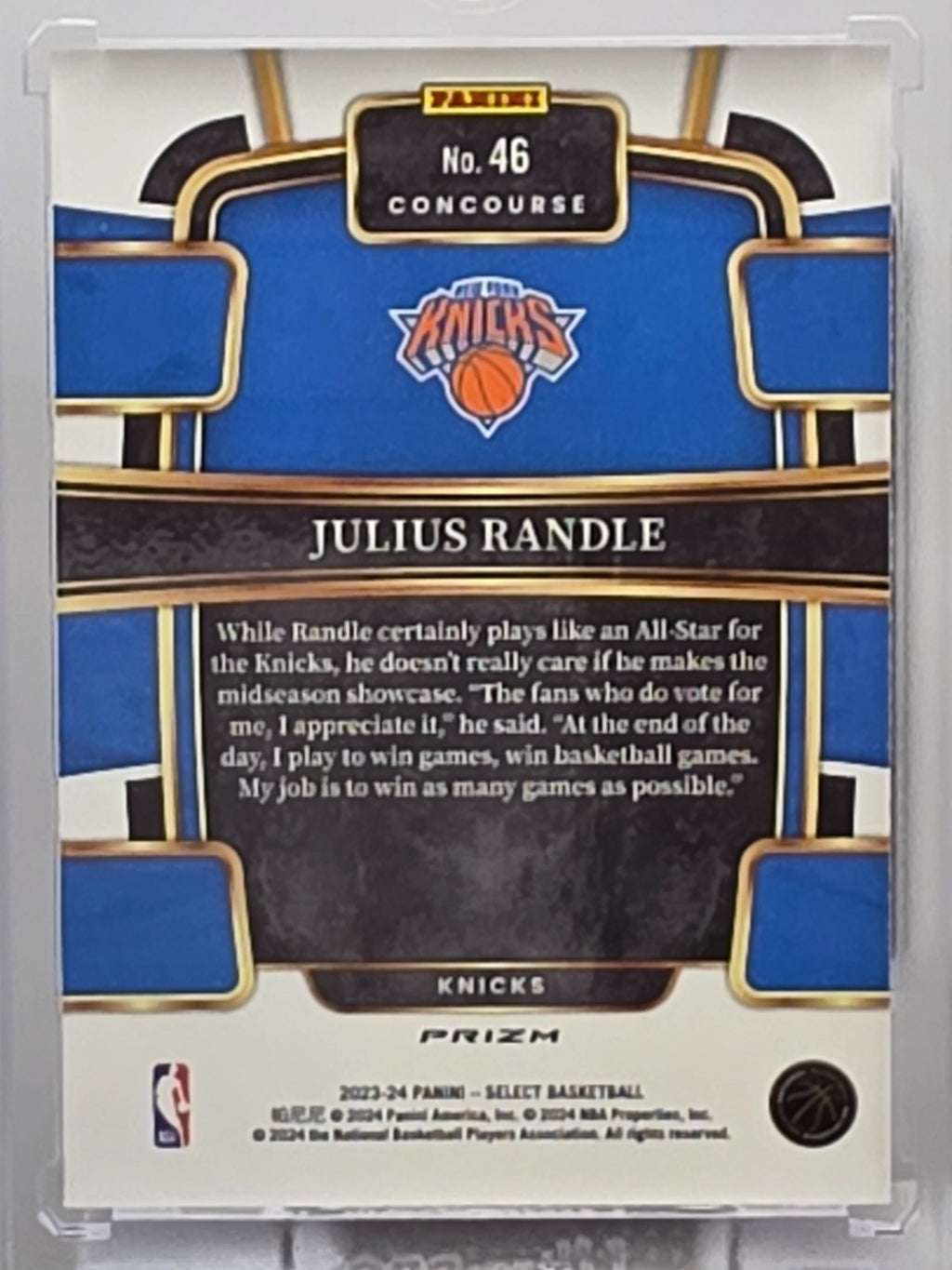 2023-24 Panini Select - Julius Randle - Blue Cracked Ice Prizm - #46