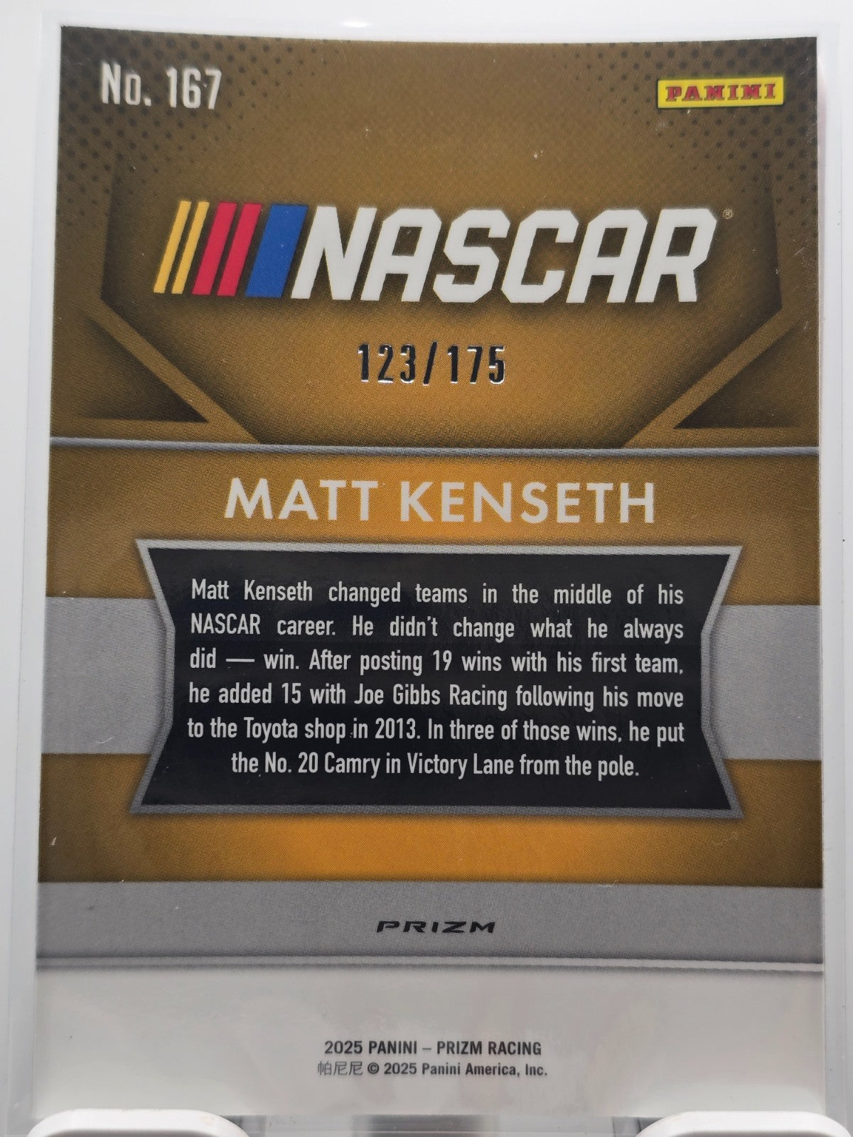 2025 Prizm Racing - #167 Matt Kenseth - Throwback - Red Power Prizm /175
