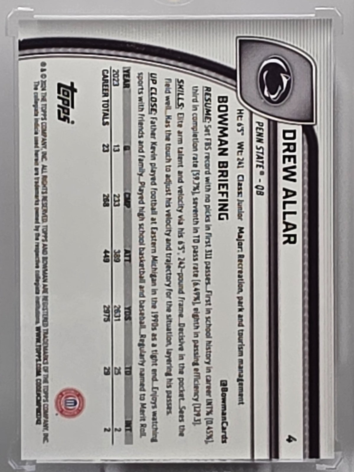 2024 Bowman Chrome - Drew Allar - Purple /399 - #4