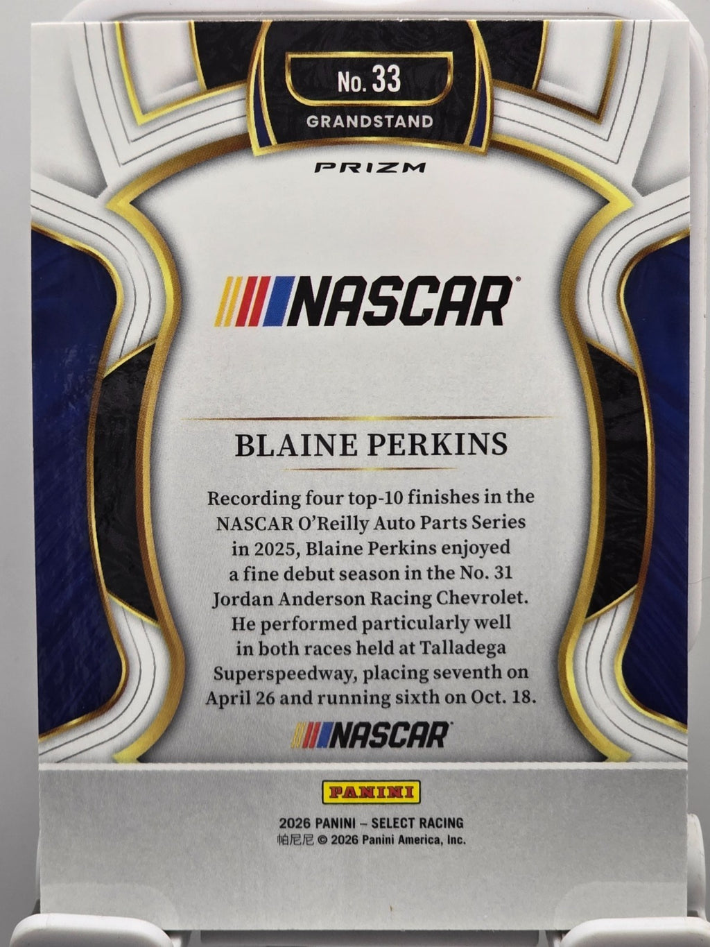 2026 Select Racing - #33 Blaine Perkins - Grandstand - Silver SP
