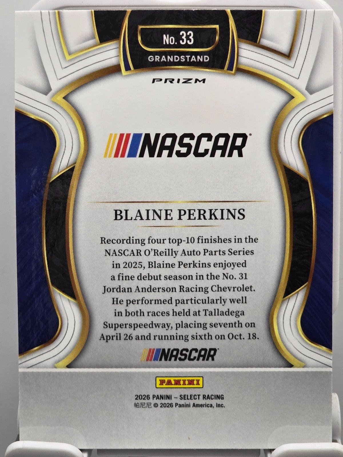 2026 Select Racing - #33 Blaine Perkins - Grandstand - Silver SP