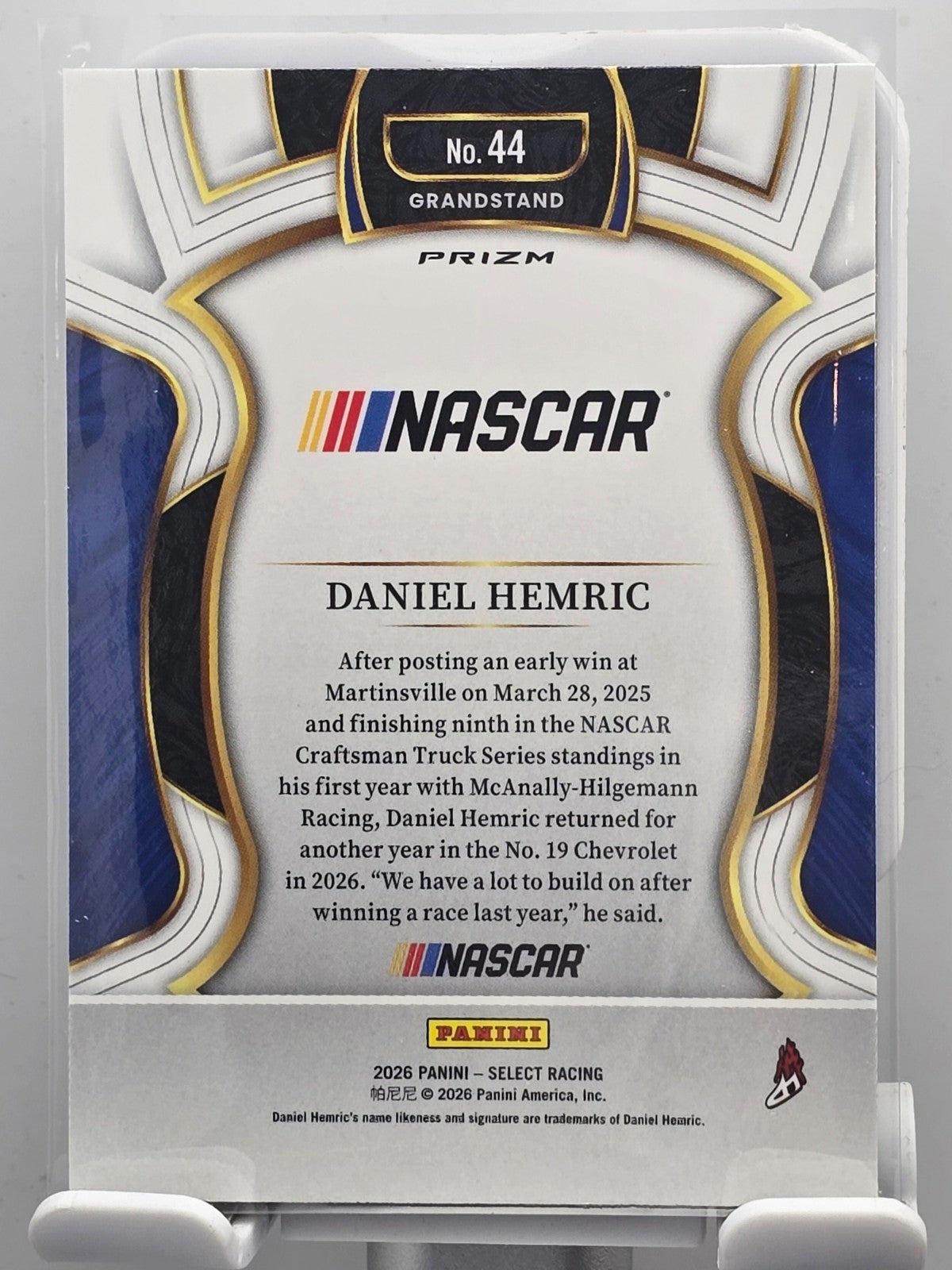 2026 Select Racing - #44 - Daniel Hemric - Grandstand - Tri-Color SP