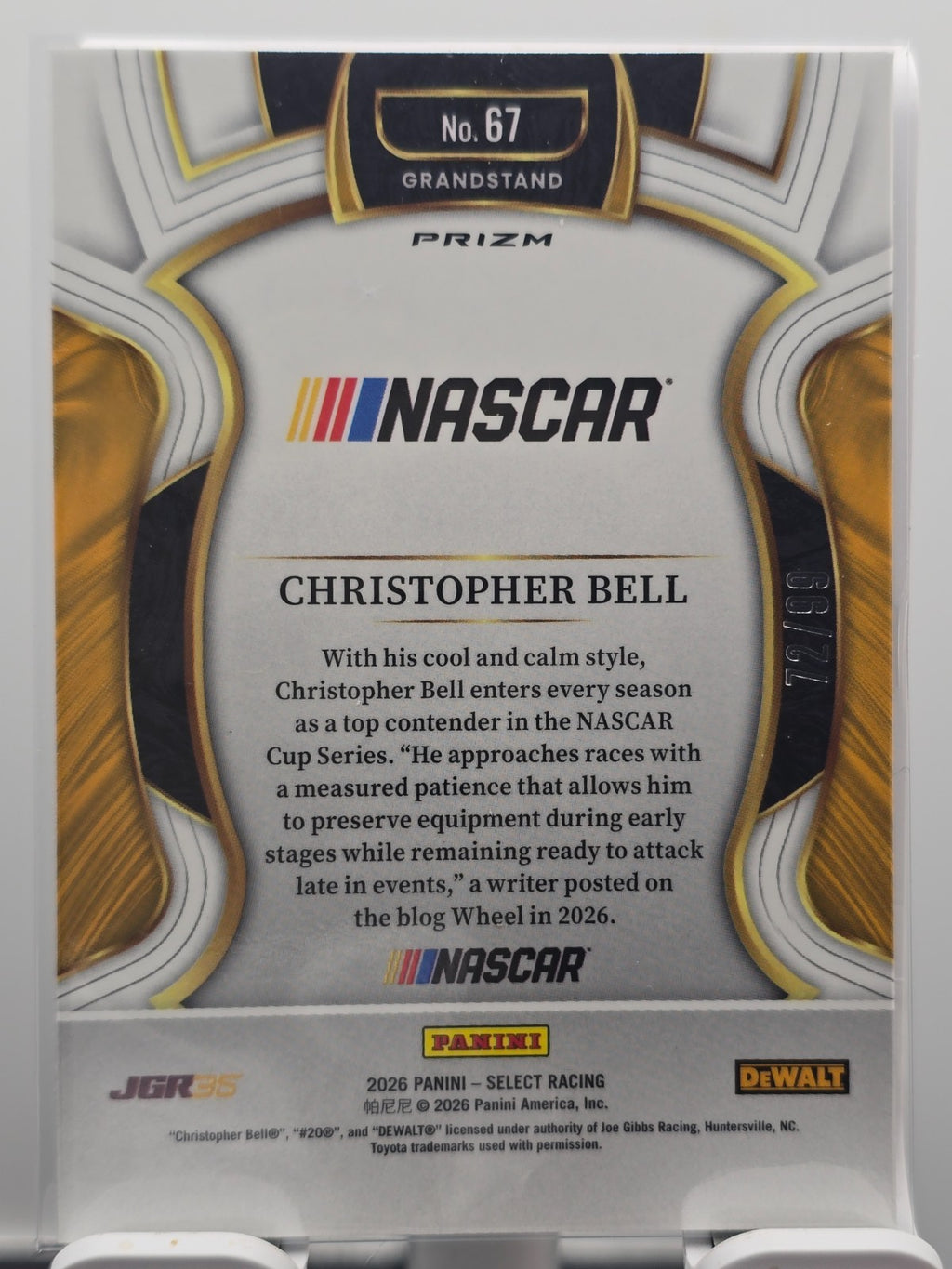 2026 Select Racing - #67 Christopher Bell - Grandstand - White /99