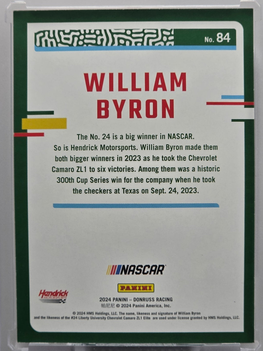 2024 Panini Donruss - William Byron - Red & Blue - #84 - Buy 3 Get 1