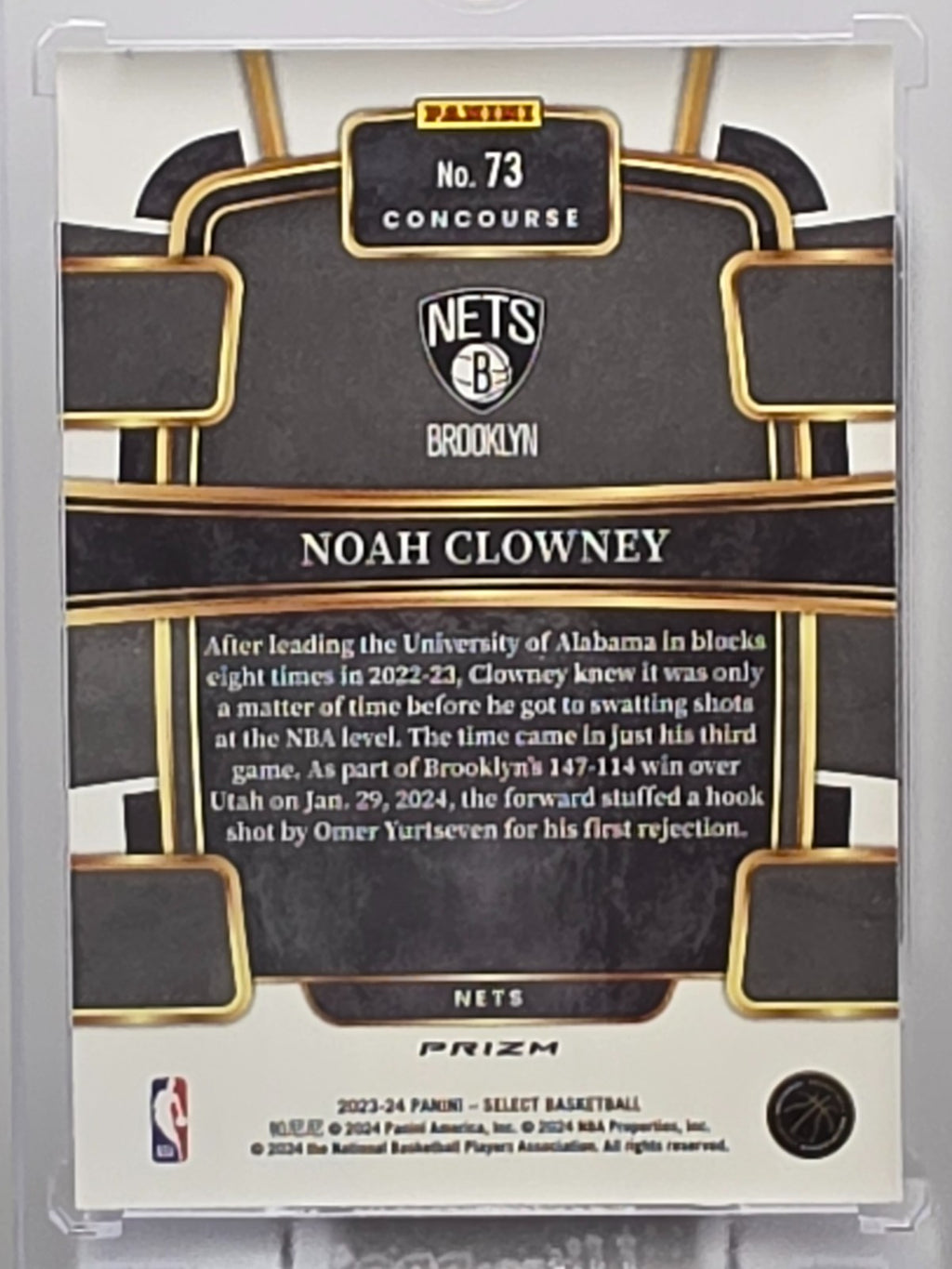 2023-24 Panini Select - Noah Clowney (RC) - Blue Cracked Ice Prizm - #73