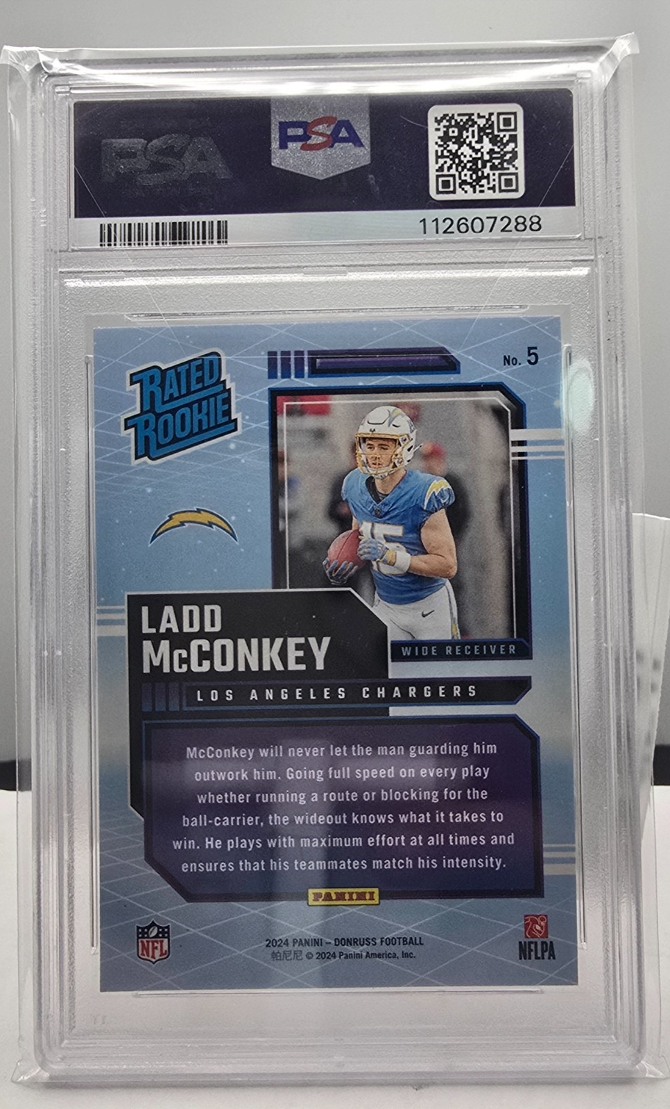 2024 Donruss LADD MCCONKEY Rated Rookie RETRO PSA 9 - Chargers Color Match