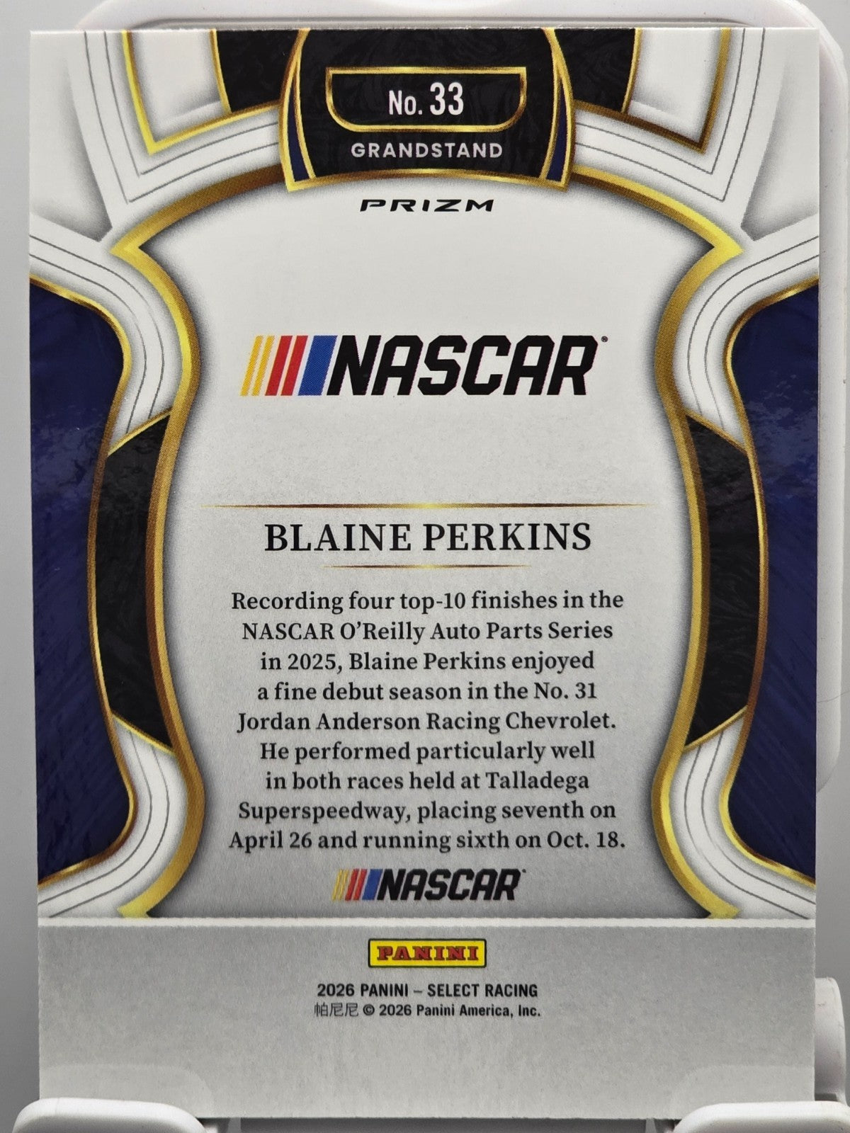2026 Select Racing - #33 Blaine Perkins - Grandstand - Red Flash