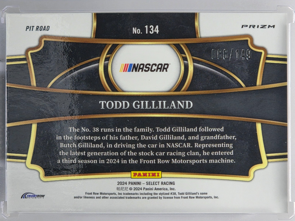 2024 Panini Select - Todd Gilliland - Red & Blue Prizm /149 - #134 - Buy 3 Get 1