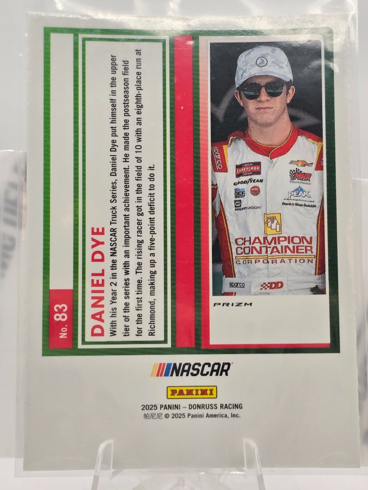 2025 Donruss Optic NASCAR Racing - #83 Daniel Dye - Orange Velocity Prizm