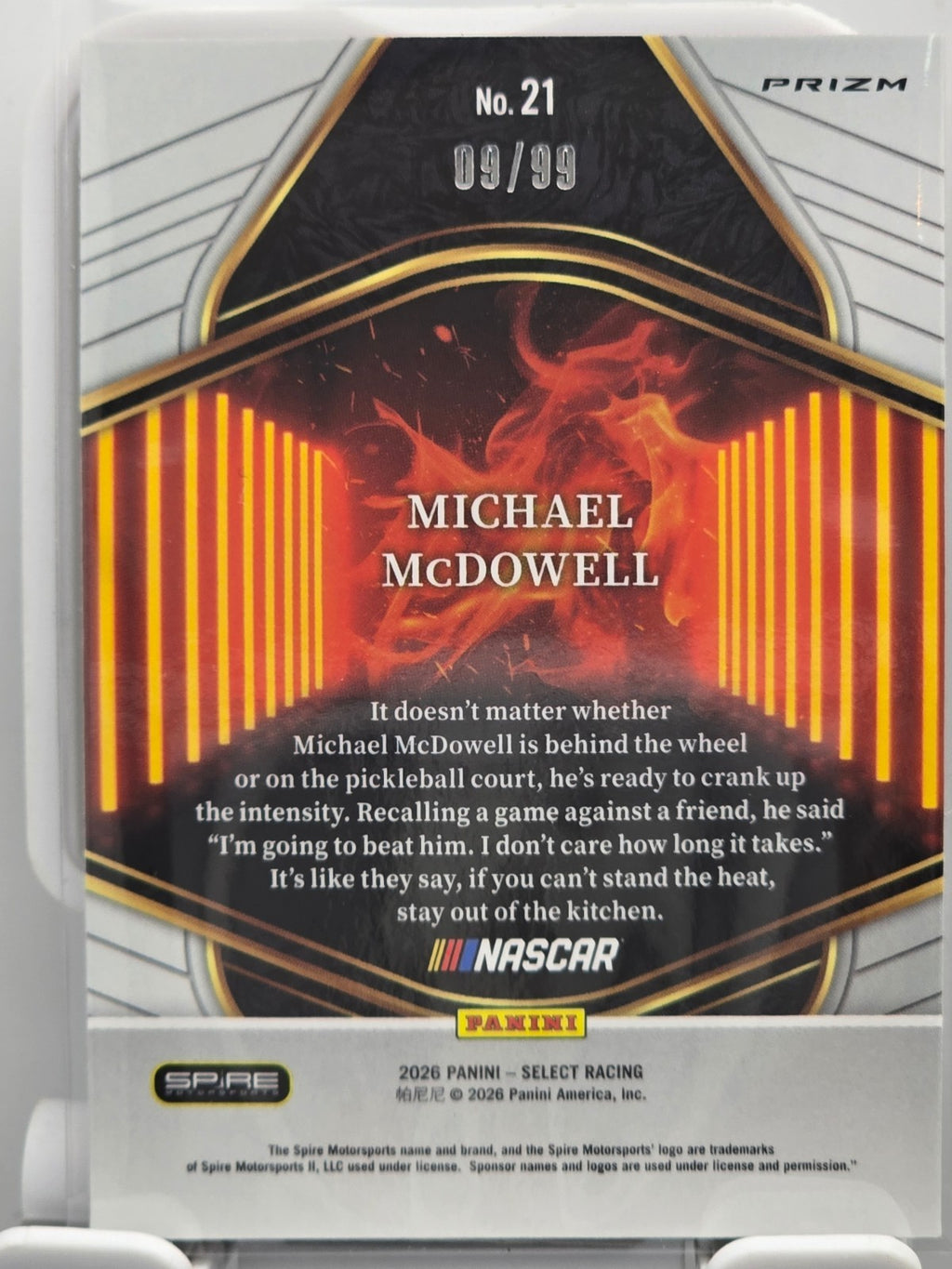 2026 Select Racing - #21 Michael McDowell - En Fuego - Red /99