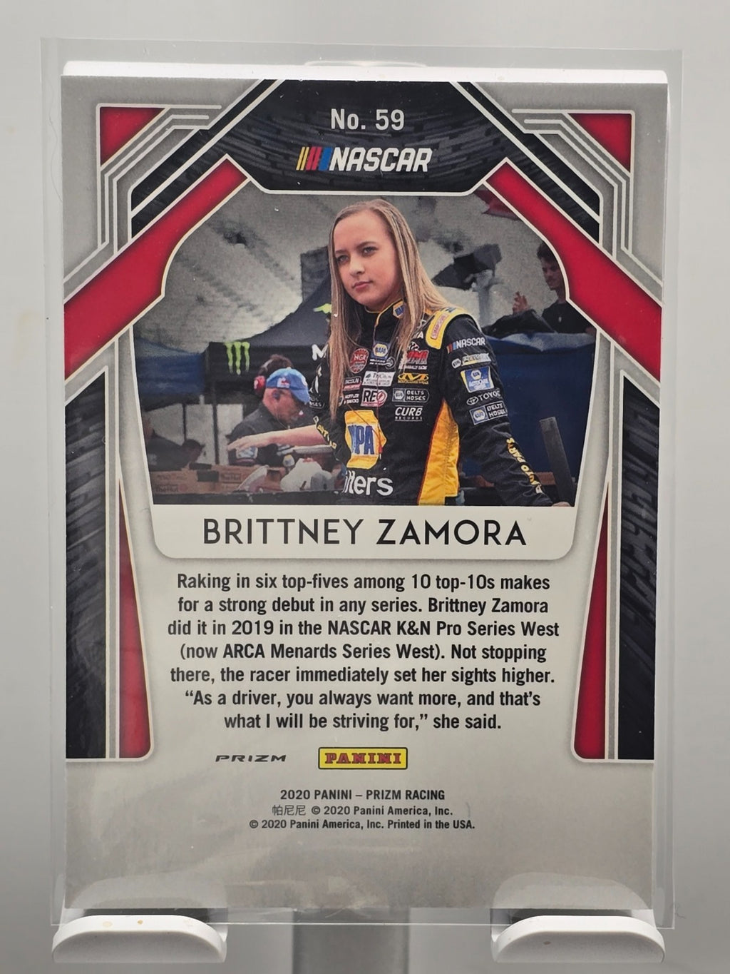 2020 Panini NASCAR - Brittney Zamora - Blue Prizm - Rookie Card