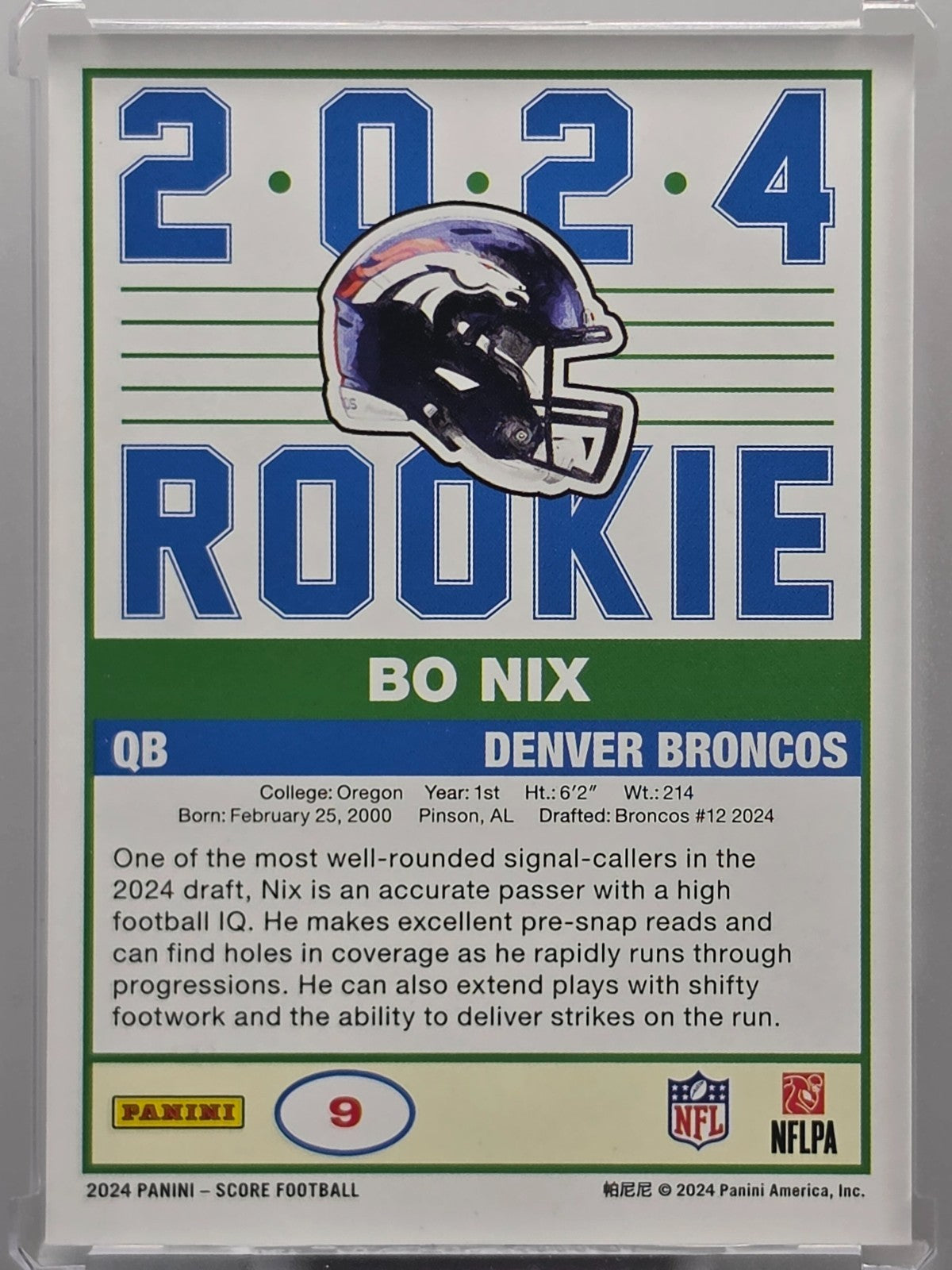 2024 Panini Score - Bo Nix (RC) - 35th Anniversary - #9