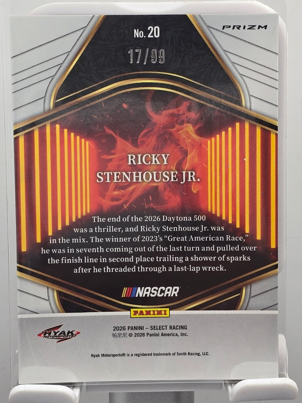 2026 Select Racing - #20 Ricky Stenhouse Jr. - En Fuego - Red /99