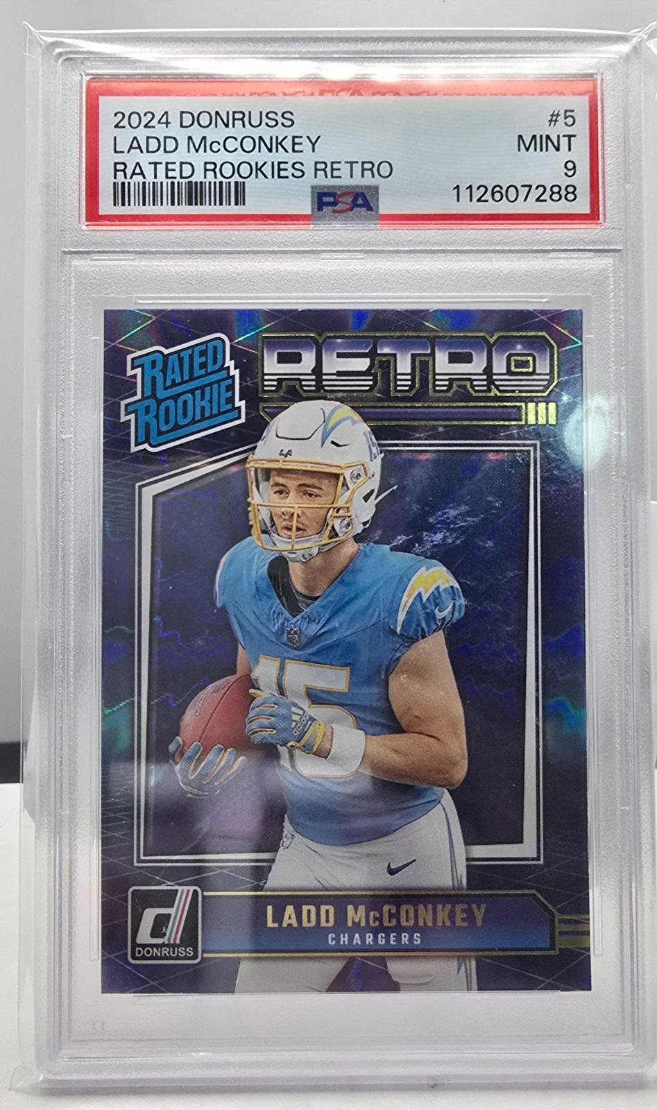 2024 Donruss LADD MCCONKEY Rated Rookie RETRO PSA 9 - Chargers Color Match