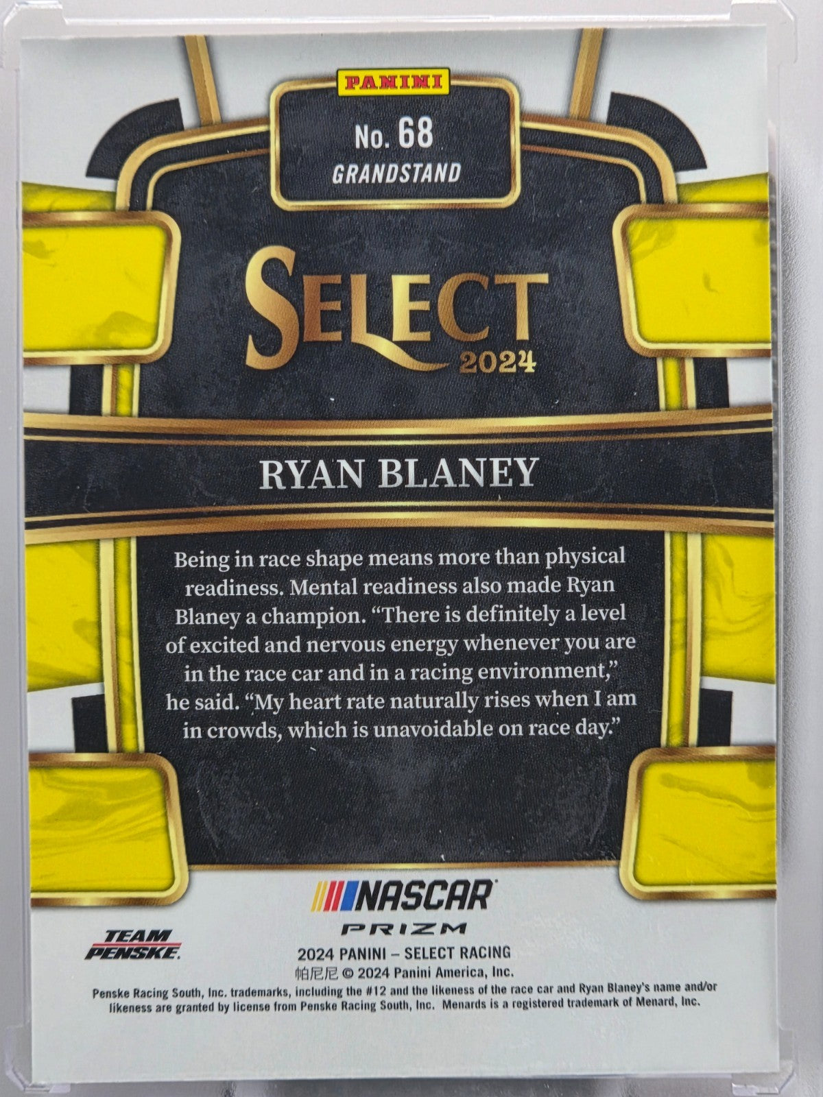 2024 Panini Select - Ryan Blaney - Orange Flash Prizm - #68 - Buy 3 Get 1!