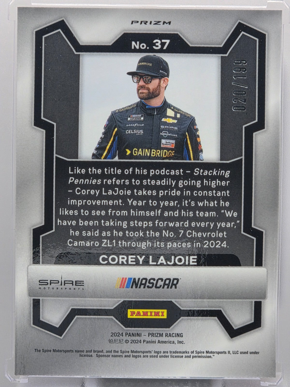 2024 Prizm Racing   Corey Lajoie   Red Pulsar Prizm /199   #371