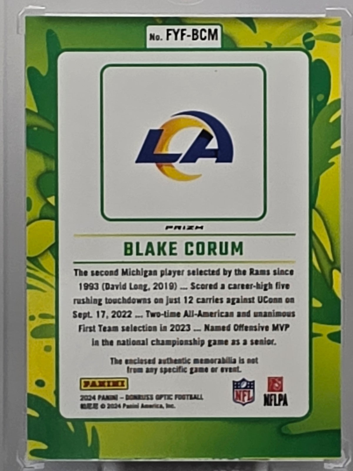2024 Donruss Optic - Blake Corum - First Year Fresh - #FYF-BCM **Buy 3 Get 1**