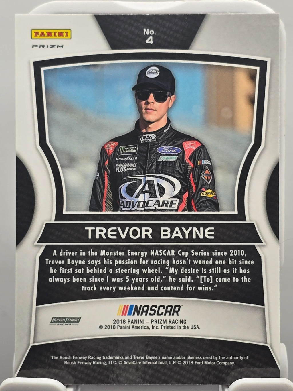 2018 Panini Prizm Racing - Trevor Bayne #4 - Purple Flash
