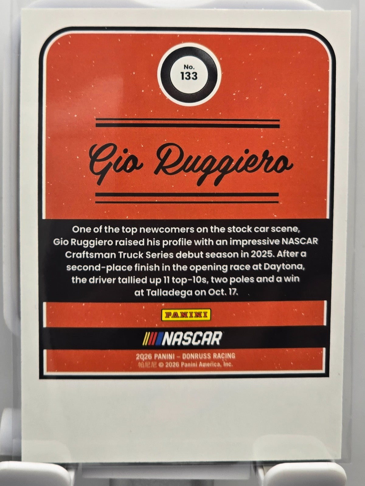 2026 Donruss NASCAR Racing - #133 Gio Ruggiero - Carolina Blue Base /249