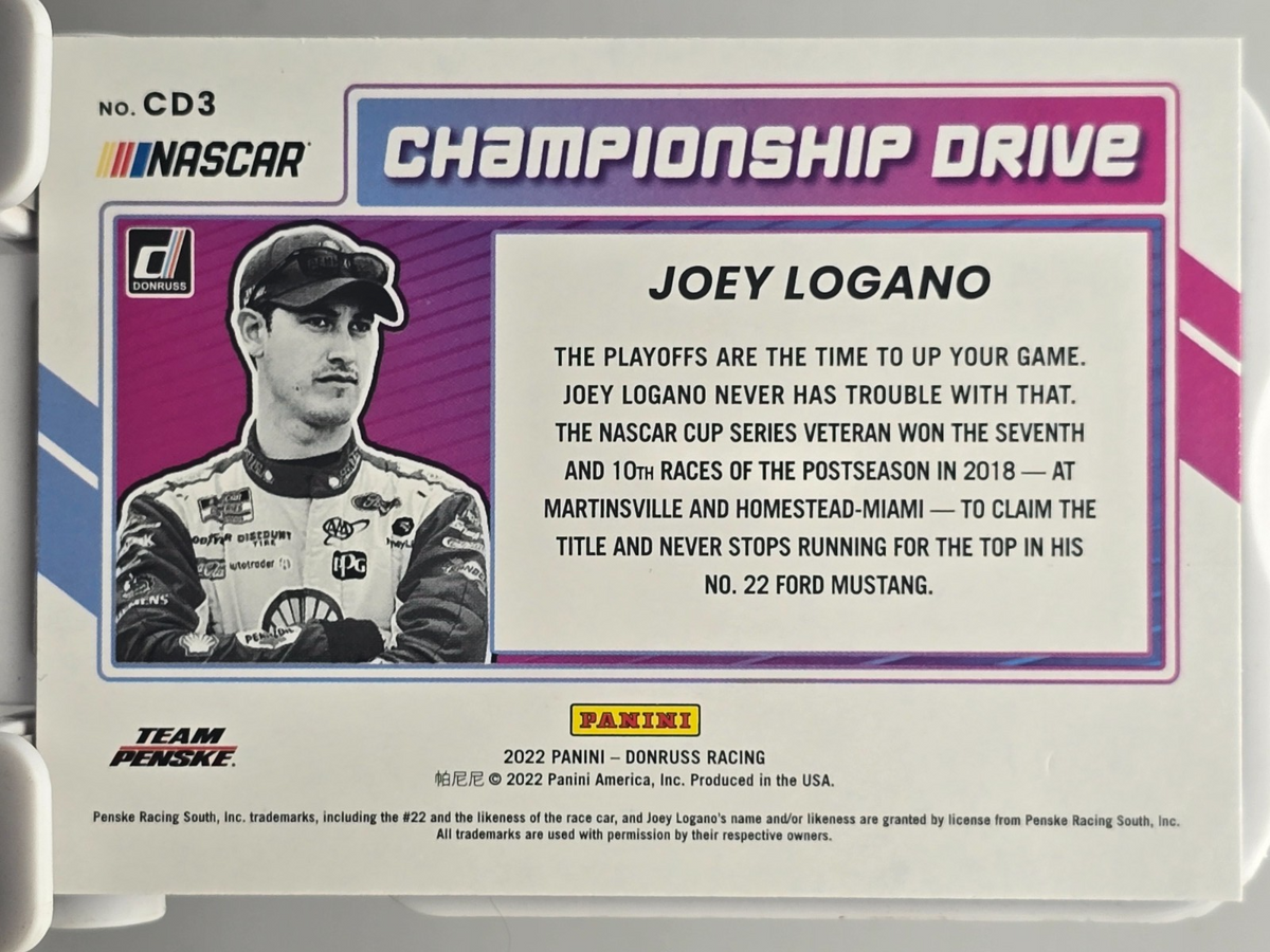 2022 Panini Donruss Racing - Joey Logano #CD3 - Championship Drive