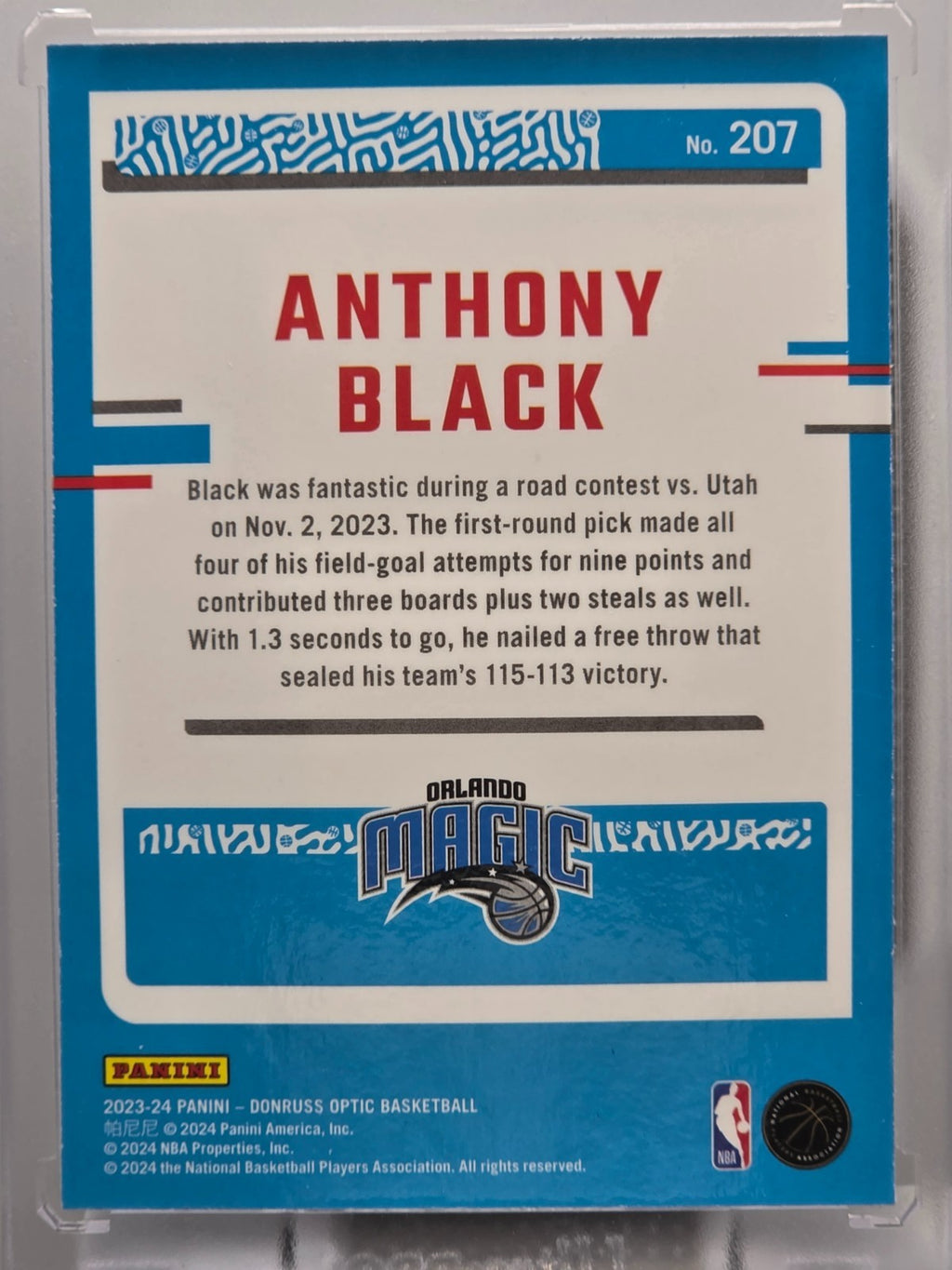 2023-24 Donruss Optic - Anthony Black (RC) - Rookie Base - #207