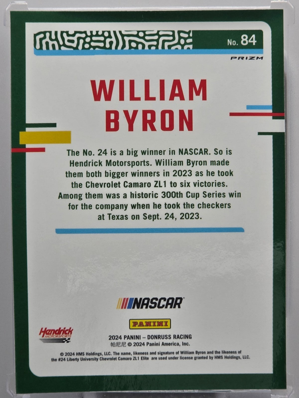 2024 Panini Donruss - William Byron - Blue Velocity - #84 - Buy 3 Get 1
