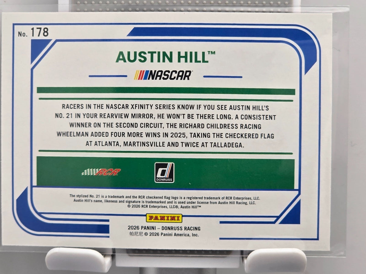2026 Donruss NASCAR Racing - #178 Austin Hill - Red Base /299