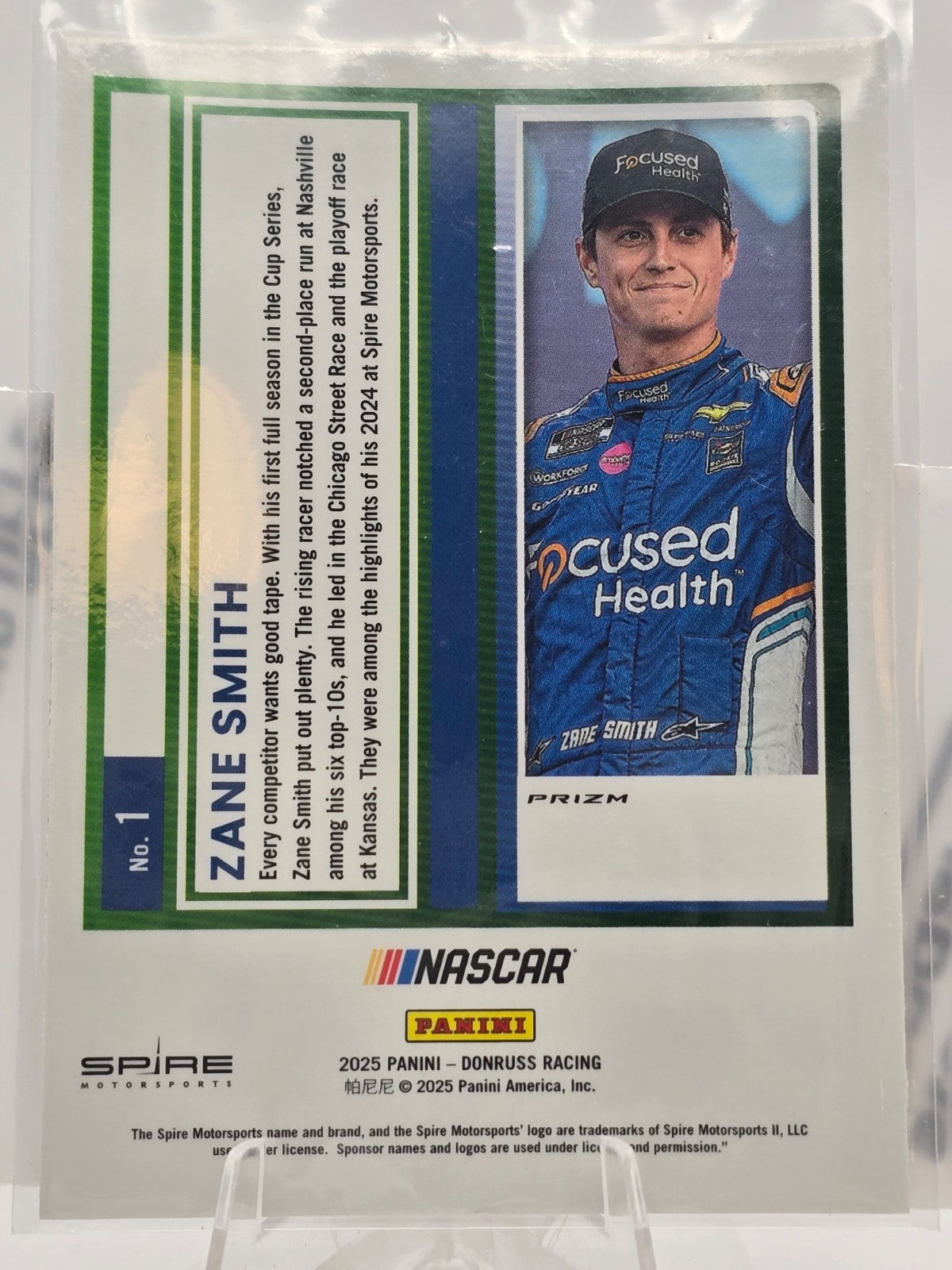 2025 Donruss Optic NASCAR Racing - #1 Zane Smith - Orange Velocity Prizm
