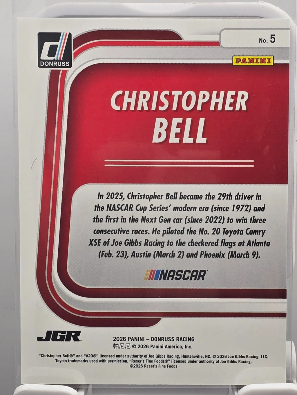 2026 Donruss NASCAR - Season Highlights #5 - Christopher Bell Diamond Plate /199