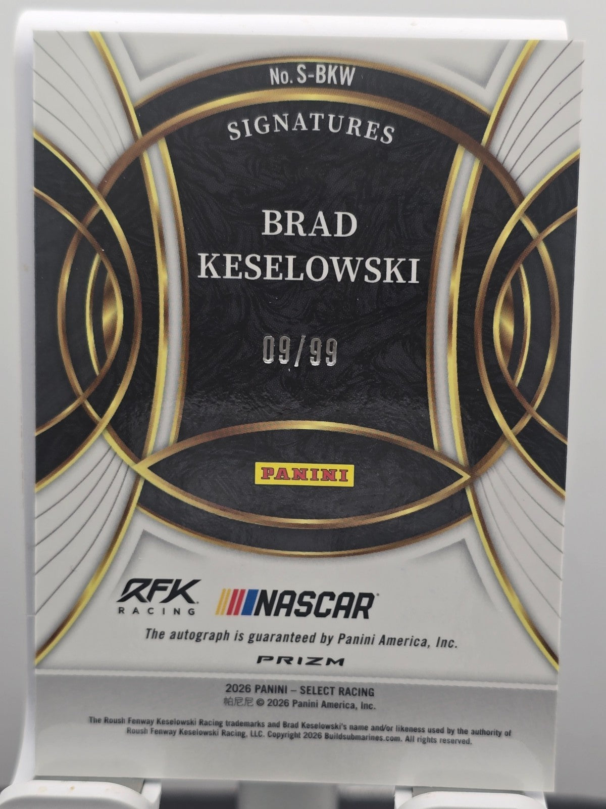 2025 Panini Select Racing - Brad Keselowski - #S-BKW Signatures - Blue /99