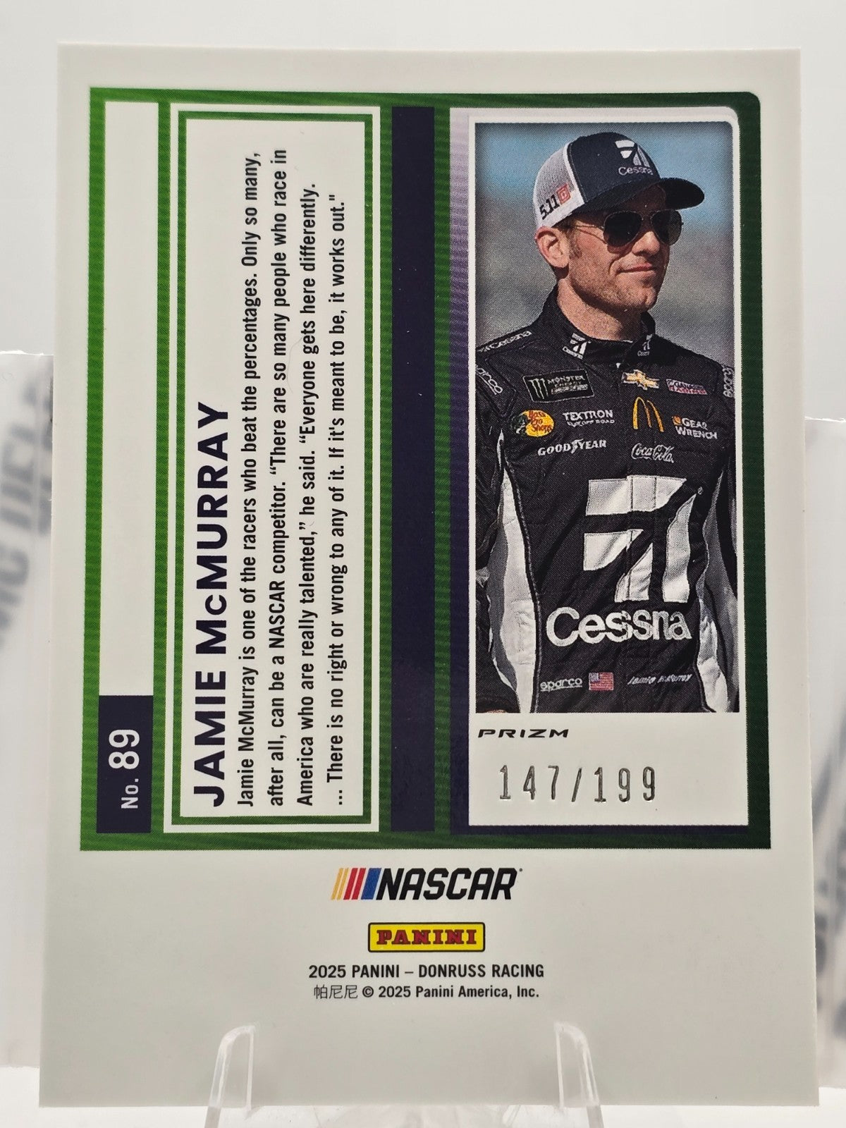 2025 Donruss Optic NASCAR Racing - #89 Jamie McMurray - Red Velocity Prizm /199