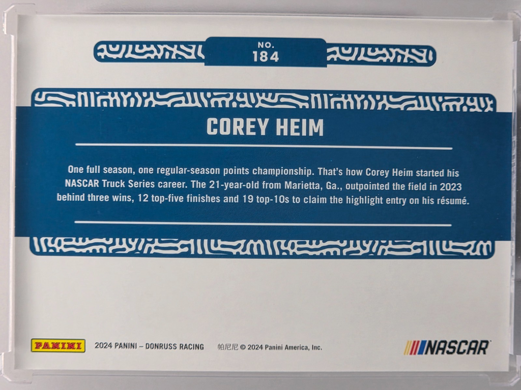 2024 Panini Donruss - Corey Heim - Red & Blue - #184 - Buy 3 Get 1