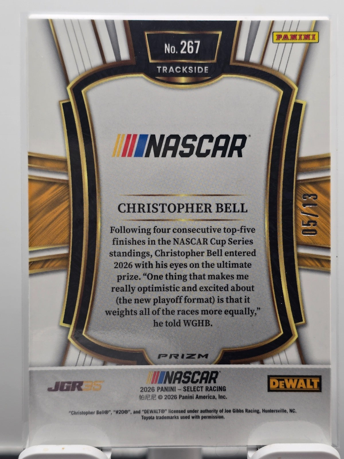 2026 Select Racing - #267 Christopher Bell - Trackside- FOTL GOLD 5/13