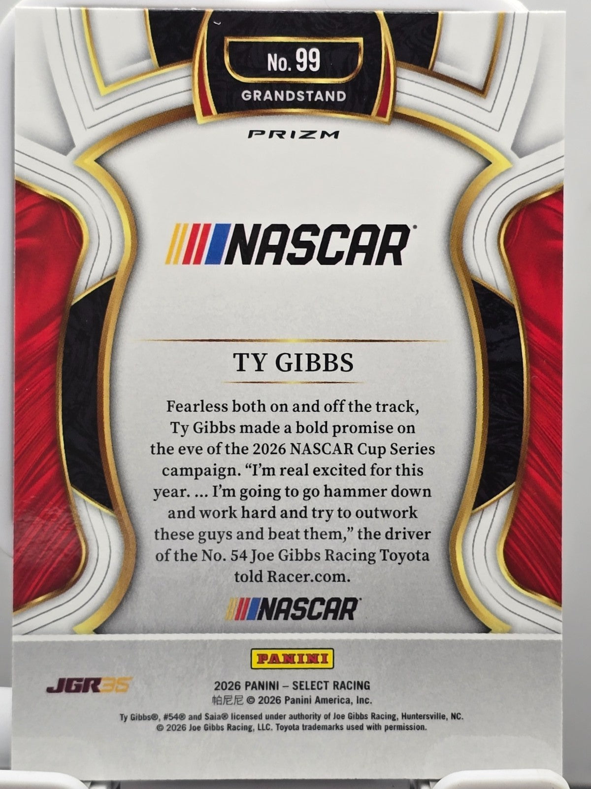 2026 Select Racing - #99 Ty Gibbs - Grandstand Silver - Buy 3 Get 1 Free!
