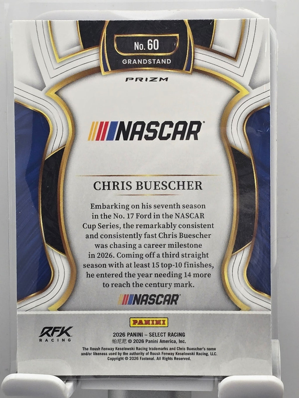 2026 Select Racing - #60 Chris Buescher - Grandstand - Tri-Color SP