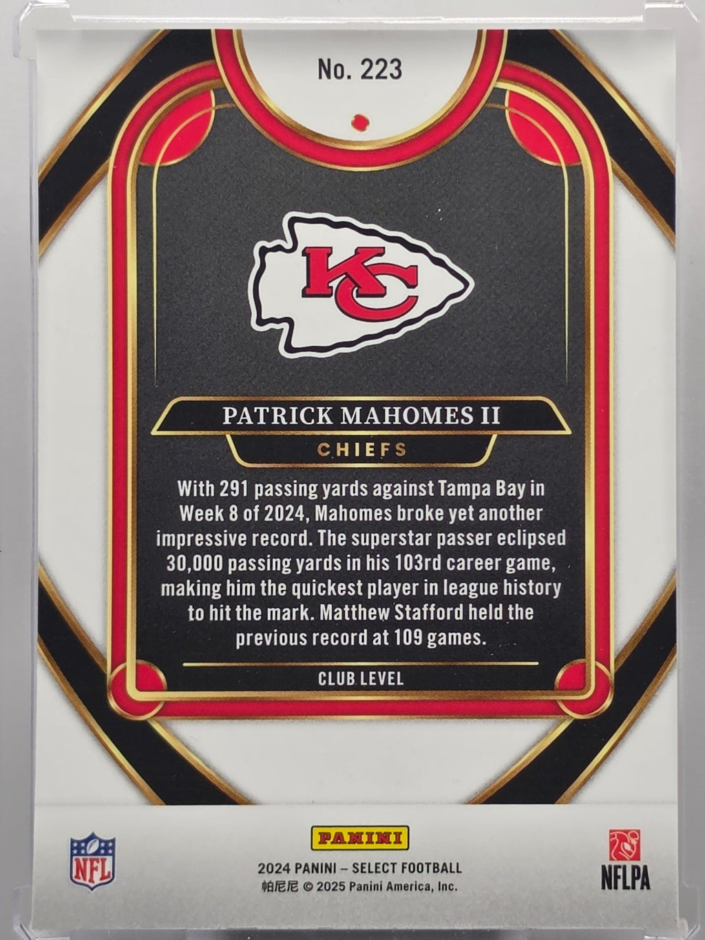 2024 Panini Select - Patrick Mahomes II - Base - #223