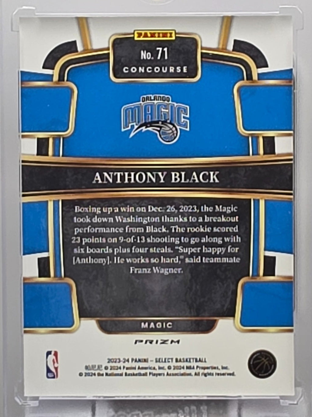 2023-24 Panini Select - Anthony Black (RC) - Blue Cracked Ice Prizm - #71