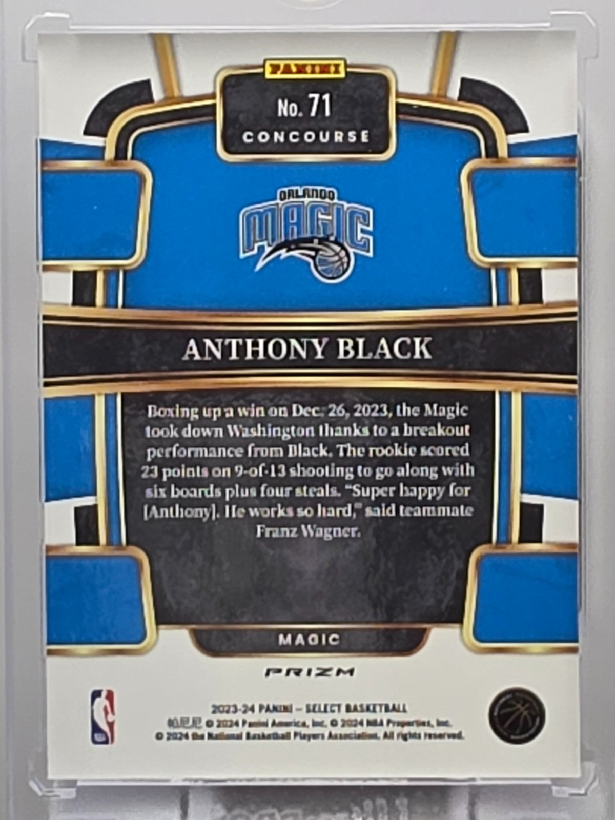 2023-24 Panini Select - Anthony Black (RC) - Blue Cracked Ice Prizm - #71