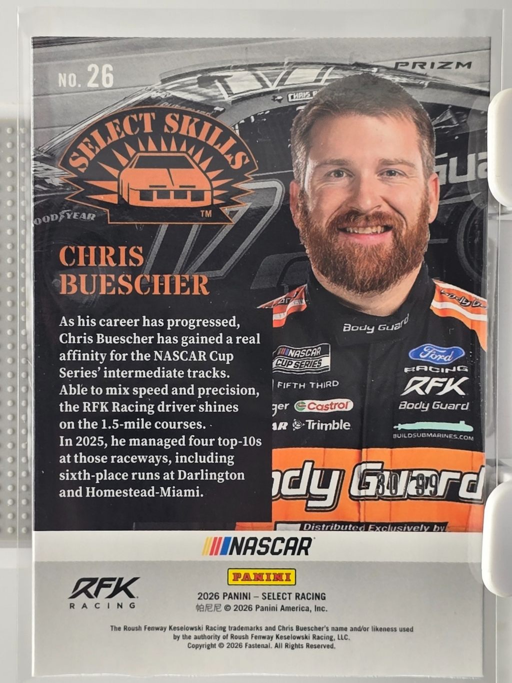 2026 Select Racing - #26 Chris Buescher - Select Skills - Red /99
