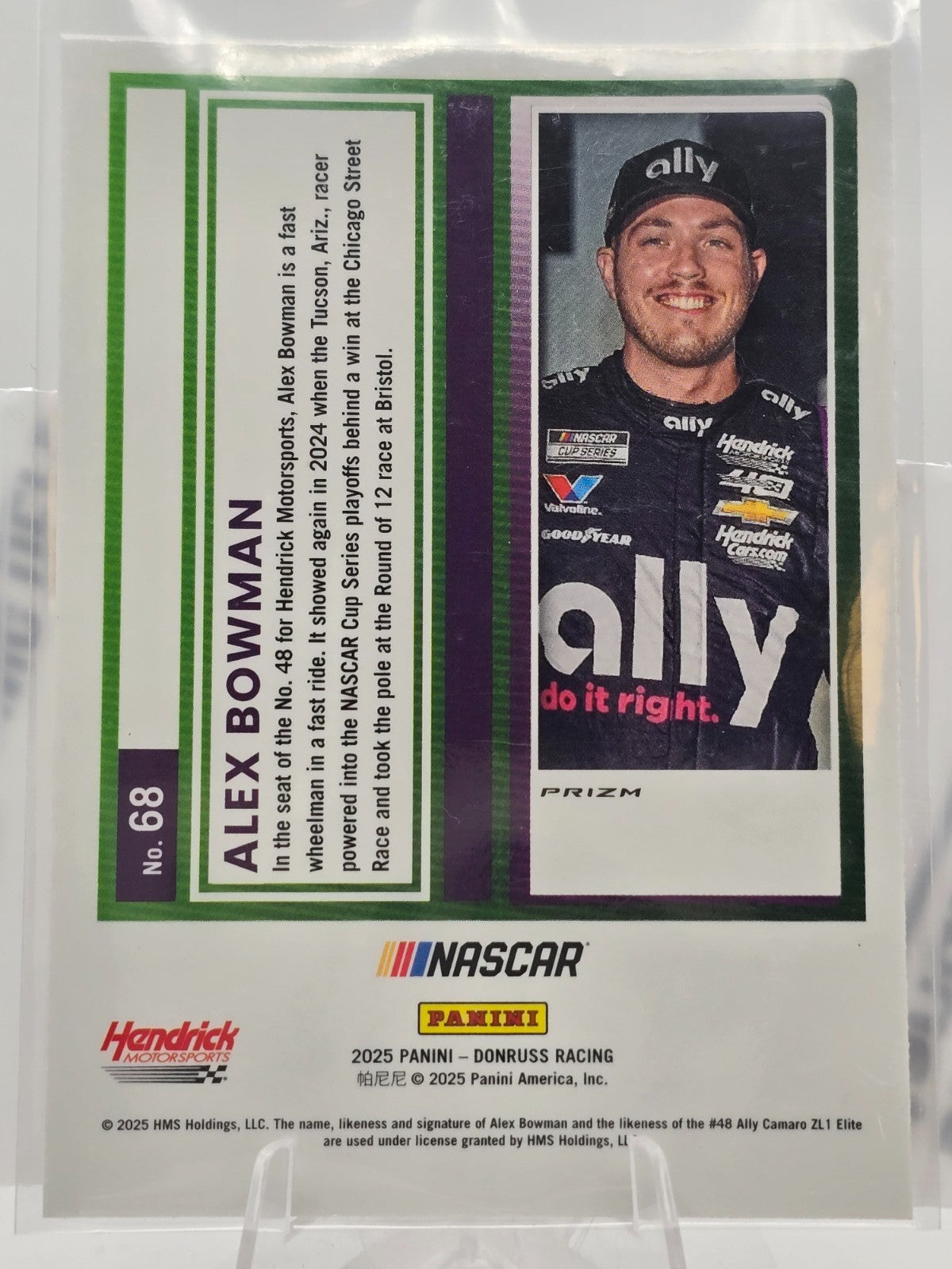 2025 Donruss Optic NASCAR Racing - #68 Alex Bowman - Orange Velocity Prizm