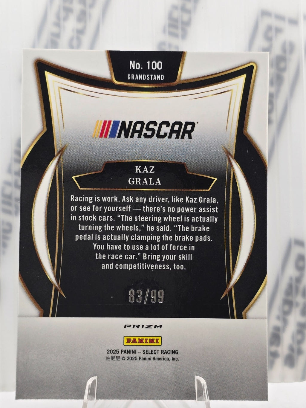 2025 Select Nascar Racing #100 - Kaz Grala -  Grandstand - White /99