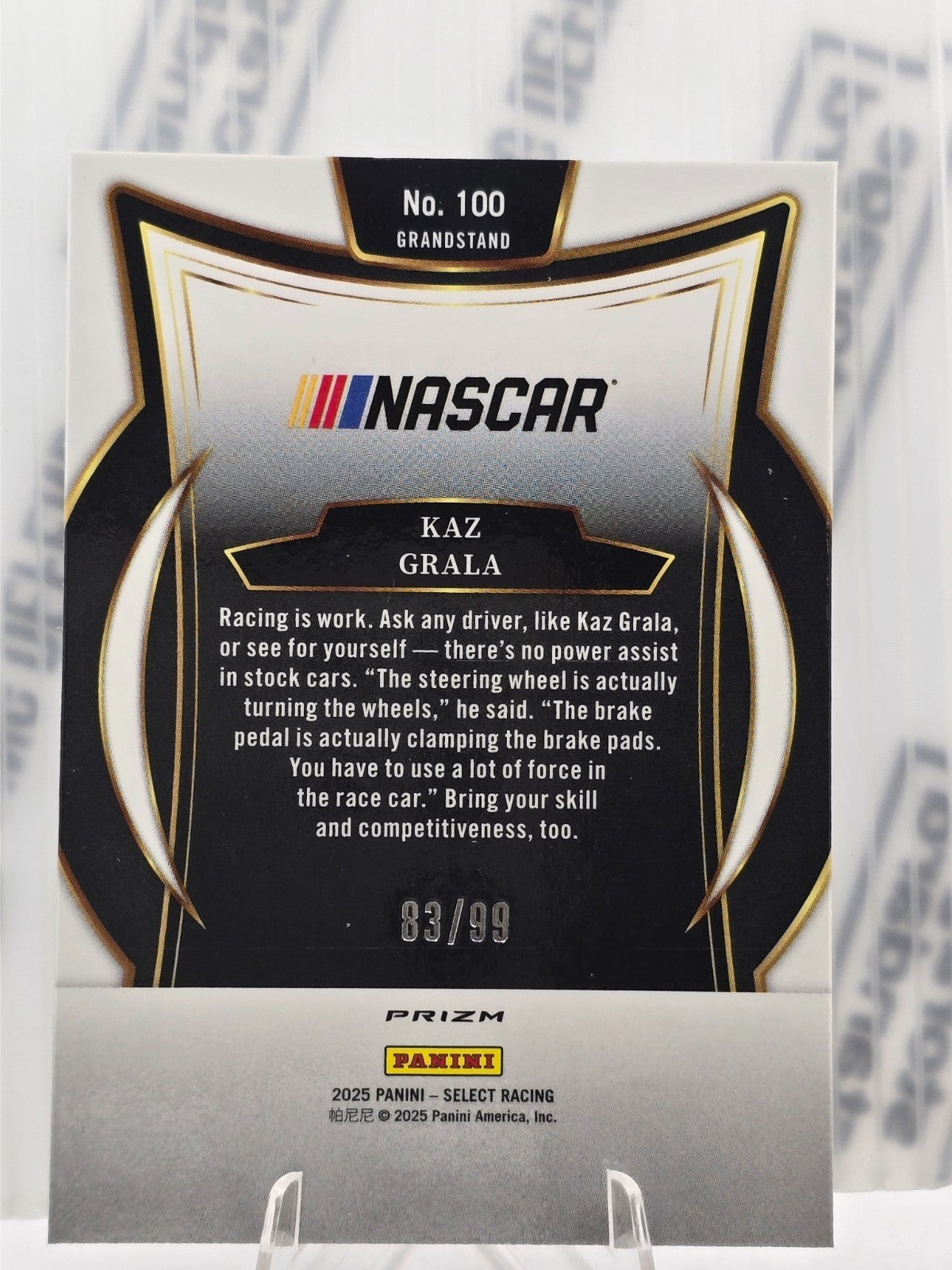 2025 Select Nascar Racing #100 - Kaz Grala -  Grandstand - White /99