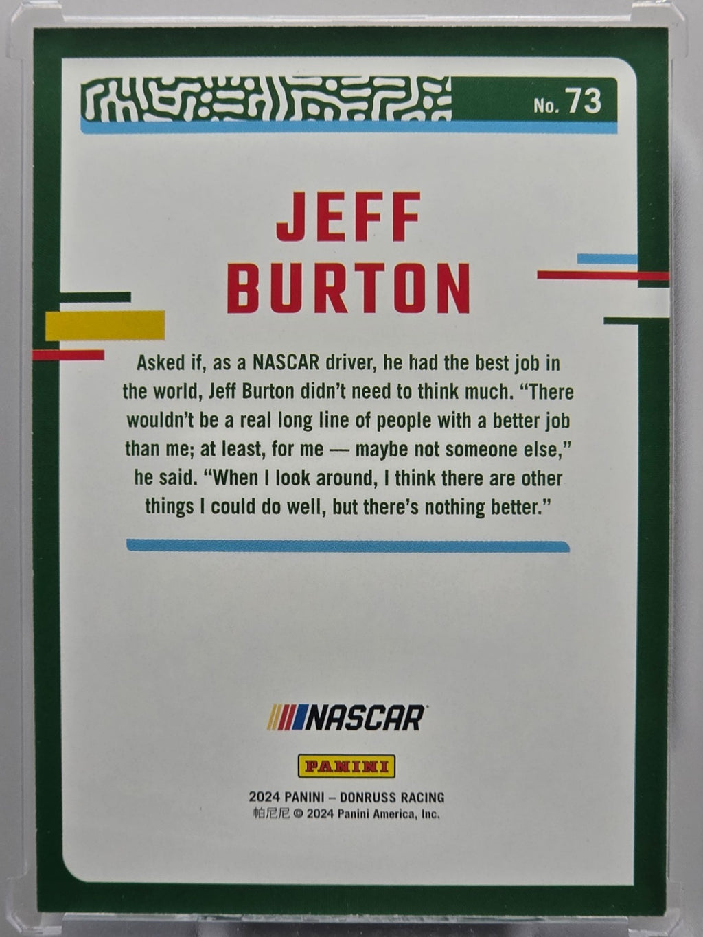 2024 Panini Donruss - Jeff Burton - Blue /199 - #73 - Buy 3 Get 1