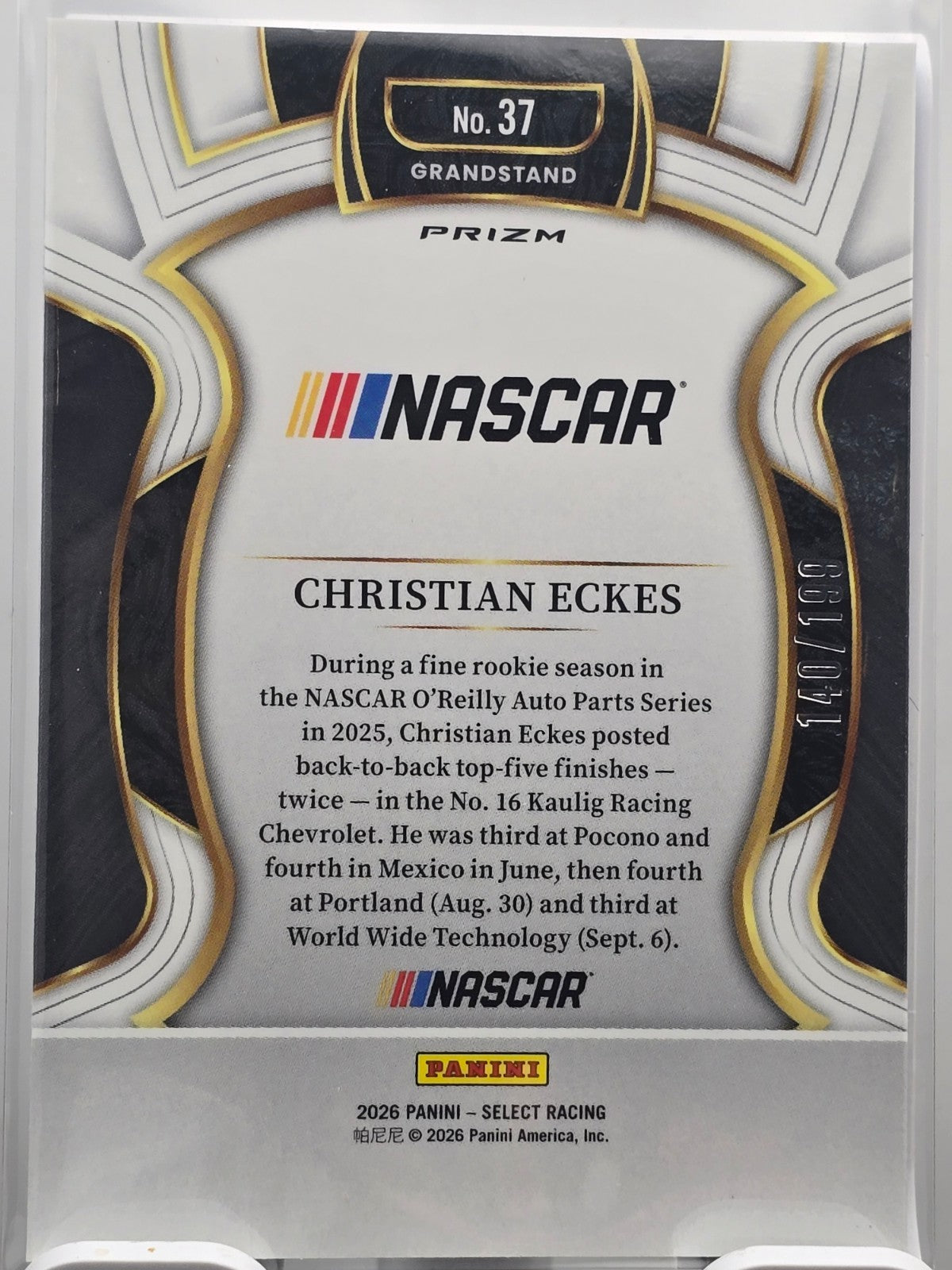 2026 Select Racing - #37 Christian Eckes - Grandstand- Light Blue /199