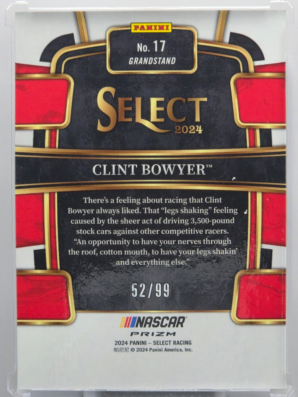 2024 Panini Select - Clint Bowyer - White Prizm /99 - #17 - Buy 3 Get 1