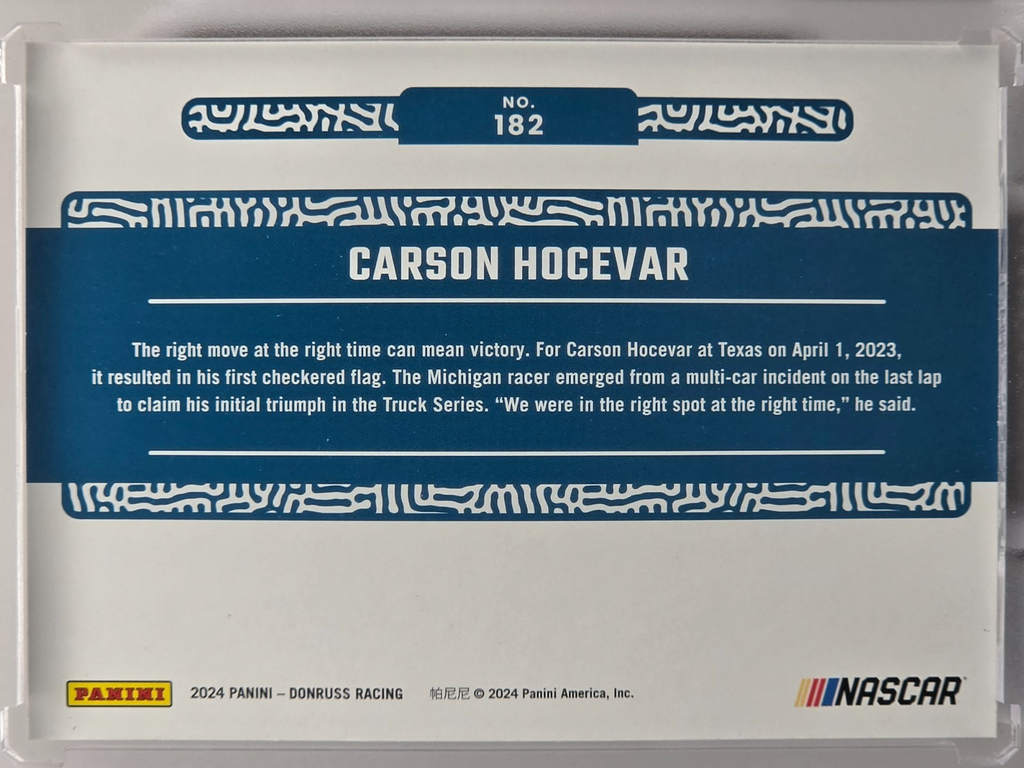 2024 Panini Donruss - Carson Hocevar - Base - #182 - Buy 3 Get 1