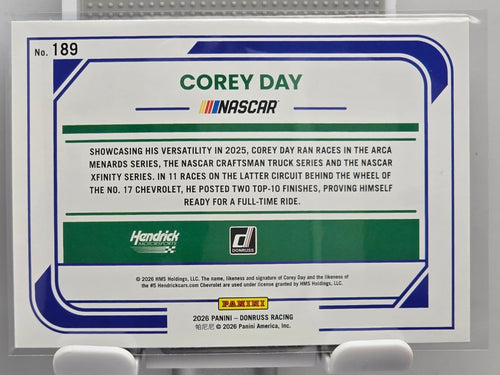 #189 Corey Day - Red & Blue - 2026 Donruss NASCAR Racing