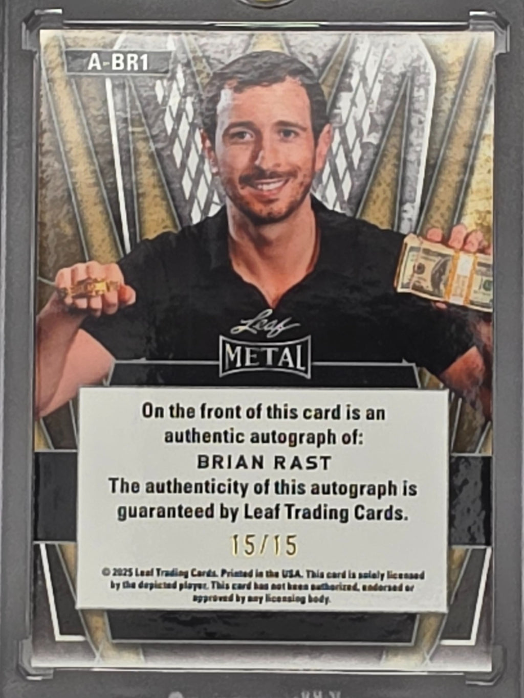 2025 Leaf Metal Poker Brian Rast Prismatic Red 15/15  Autograph
