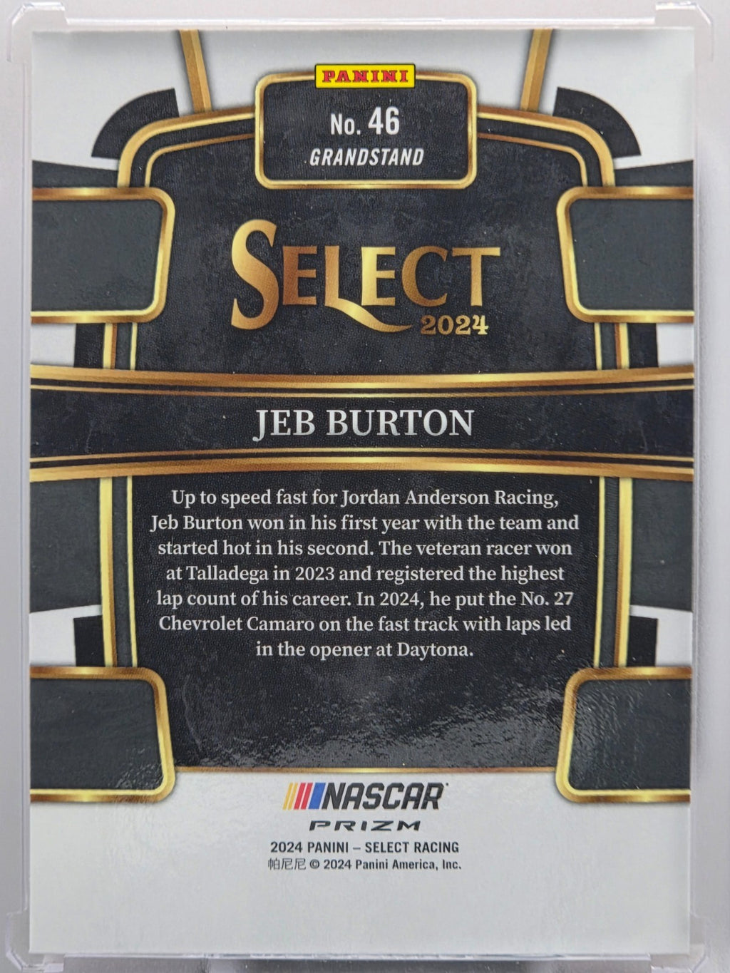2024 Panini Select - Jeb Burton - Orange Flash Prizm - #46 - Buy 3 Get 1!
