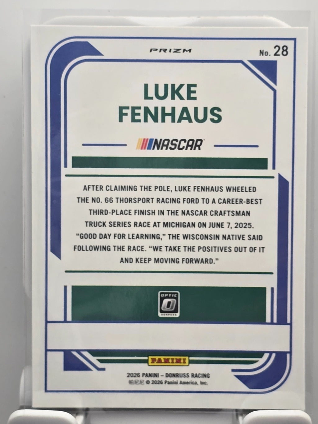 2026 Donruss OPTIC NASCAR Racing - #28 Luke Fenhaus - Holo/Silver